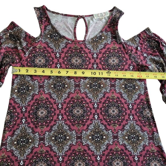 Women's Cold Shoulder Long Sleeve Top Pink Rose Size Small - Picture 4 of 5